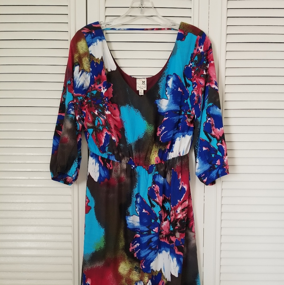 Pink Owl Mulitcolor 3/4 Sleeve Dress